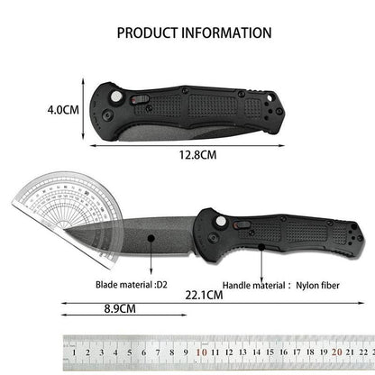9070 Pocket Folding Knife D2 Steel Blade Non-slip Nylon Fiber Handle