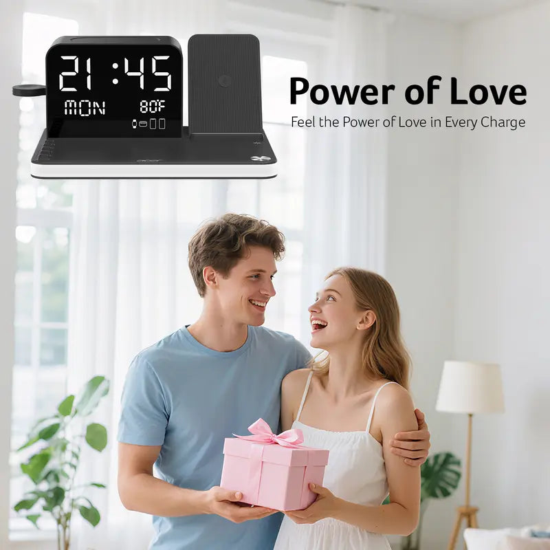 7 in 1 Wireless Charging Station with LED Night Light (Black)