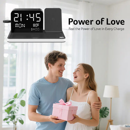 7 in 1 Wireless Charging Station with LED Night Light (Black)